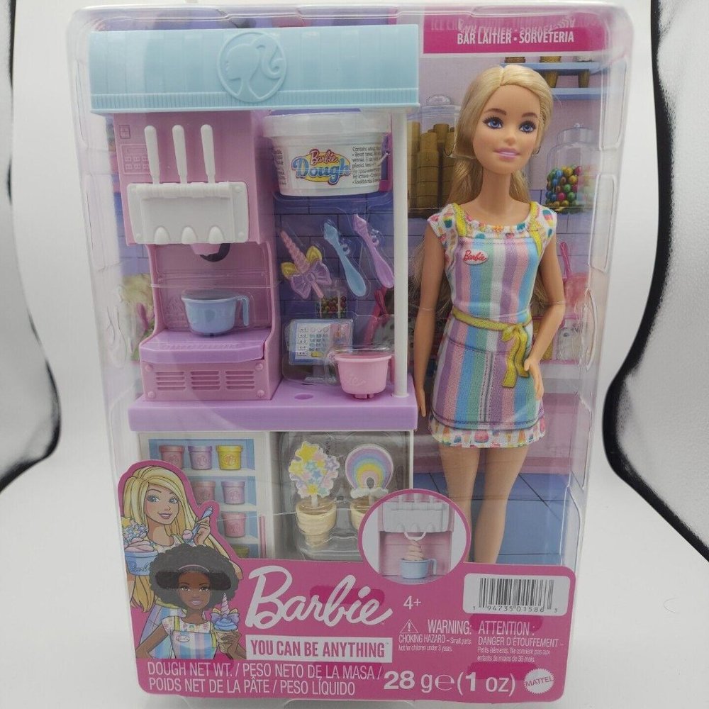 Barbie Ice Cream Shop Playset with 12" Blonde Doll & Accessories